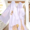 Elegant White & Gold Girls' Moroccan Kaftan Dress, featuring hand embroidery, premium fabric & a princess-like silhouette (2)