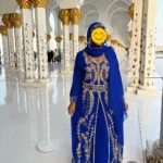 Royal blue Moroccan kaftan with gold embroidery luxury Islamic dress for weddings and formal events (2)