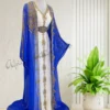 Royal blue and white Moroccan kaftan with gold embroidery, luxury Arabian gown for weddings and special occasions (1)