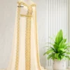 white Moroccan bridal kaftan with gold embroidery, featuring an off-shoulder design and cape sleeves, perfect for weddings (1)