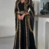 Luxury Black & Gold Hand Embellished Moroccan Kaftan (2)