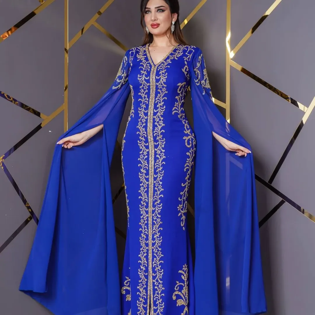 long evening kaftan dresses Elegant Embroidered Modest Maxi Dress – Luxury Kaftan Style Evening & –  FineLook main image 0