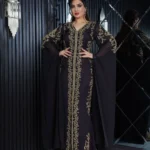 Luxury Black Kaftan Dress with Gold Embroidery – Moroccan Style Evening Gown for Women (1)