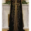 New Black & Gold Floral Embroidered Kaftan – Handmade Moroccan Style Gown for Women (1)