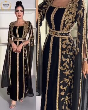 Black Moroccan kaftan dress turkey abaya (1)