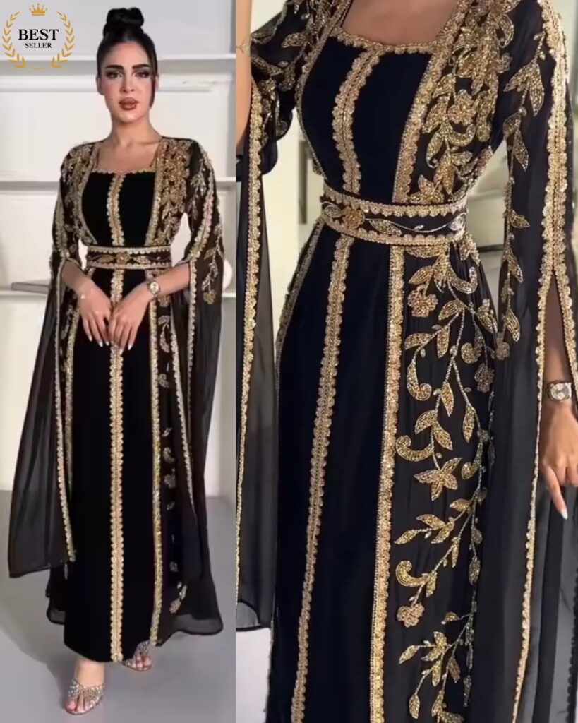 Buy SALE Black & Gold Elegant Moroccan Kaftan Abaya Turkey Dress