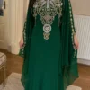 Dark green with gold and silver embroidery wedding dress (1)