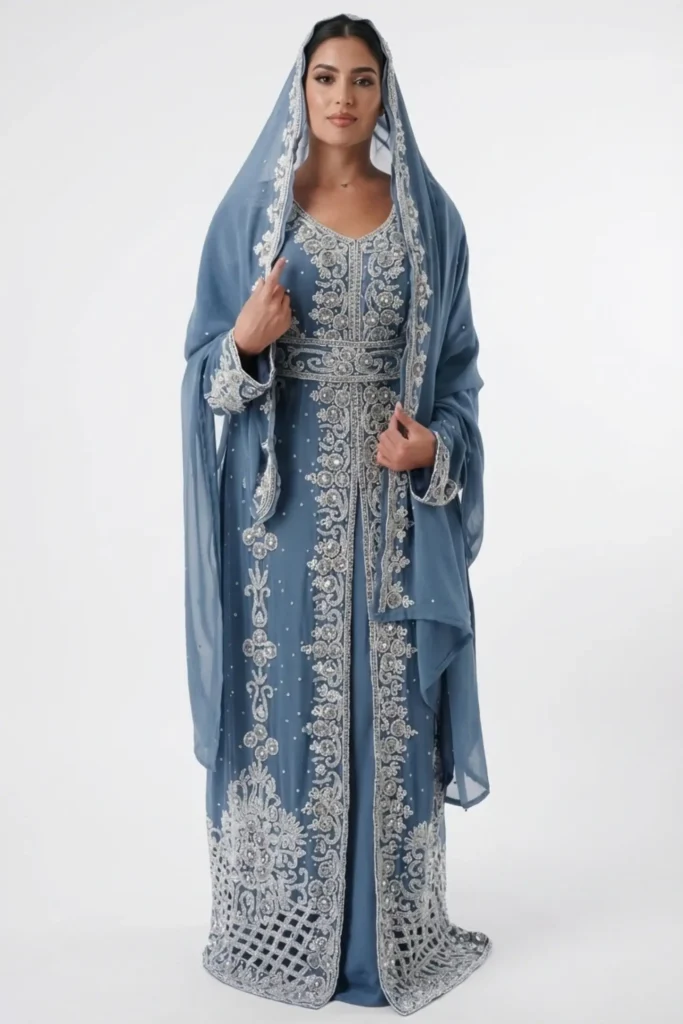 Sky Blue Moroccan Wedding Kaftan fo Women (1)