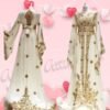 White Moroccan Kaftan with Golden Aari Hand Embroidery (1)