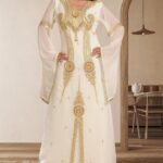 Cream moroccan kaftan dress with gold embroidery bridal and eid abaya style gown (1)