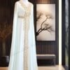 White Moroccan Kaftan with Gold Embroidery and Belt – Bridal Nikkah Dress (1)