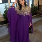 Moroccan Kaftan with Gold Embroidered Neckline and Cape Sleeves – Eid and Nikkah Special Dress (1)