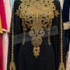 Black and gold Moroccan embroidered kaftan dress handmade from chiffon luxury gown for weddings and parties (1)