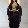 Black and gold Moroccan embroidered kaftan dress handmade from chiffon, luxury gown for weddings and parties (1)