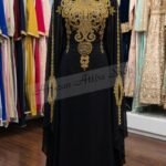 Black and gold Moroccan embroidered kaftan dress handmade from chiffon luxury gown for weddings and parties (2)