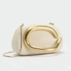 Luxury beige chain shoulder bag with gold metal C accent designer women’s handbag for parties (1)