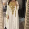 White & Gold Embroidered Moroccan Kaftan