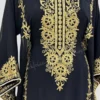black Dubai kaftan dress with gold aari embroidery Arabic georgette evening gown handmade black kaftan for women (1)