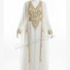 white and gold Dubai kaftan dress, Arabic embroidered wedding gown, luxury abaya dress for women, gold hand embroidery kaftan (1)