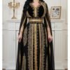 Black Moroccan kaftan with heavy gold embroideryBlack Moroccan kaftan with heavy gold embroidery (1)