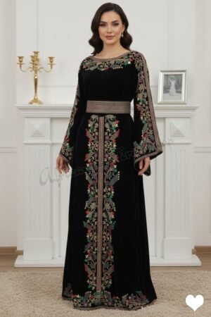 Black velvet embroidered thobe (2)