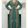 emerald green gold embroidered moroccan kaftan (1)
