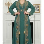 emerald green gold embroidered moroccan kaftan (1)