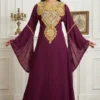 Purple Moroccan kaftan dress with gold embroidery (1)