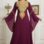 Purple Moroccan kaftan dress with gold embroidery (1)