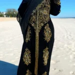 black gold embroidered moroccan kaftan niqab abaya (1)