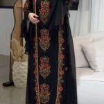black gold floral embroidered moroccan kaftan (1)