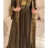 olive green gold embroidered moroccankaftan dubai (1)