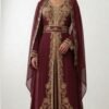 Moroccan Kaftan Takchita Maroon Gold Embroidered Eid Dress Ramadan Gown Plus Size Custom Wedding (1)