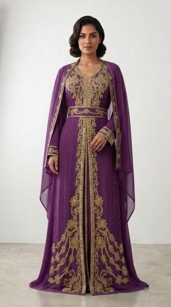 Moroccan Kaftan Takchita Purple Gold Embroidered Eid Dress Ramadan Gown Plus Size Custom Wedding (4)