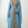 Moroccan Kaftan Takchita SKY-bLUE Gold Embroidered Eid Dress Ramadan Gown Plus Size Custom Wedding (5)