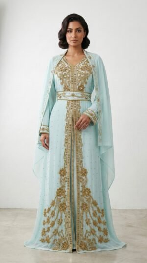 Moroccan Kaftan Takchita White Gold Embroidered Eid Dress Ramadan Gown Plus Size Custom Wedding (6)