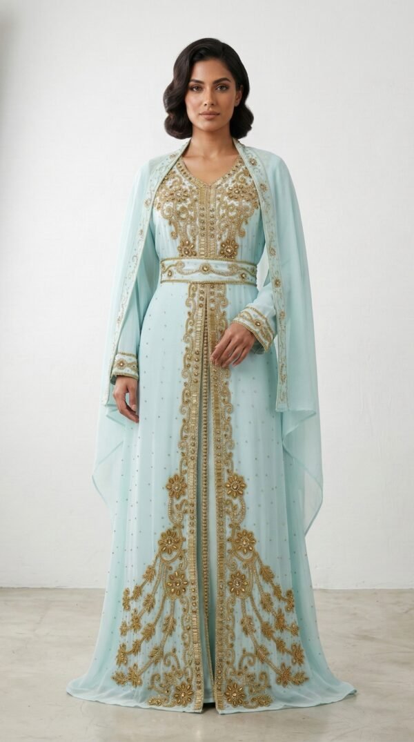 Moroccan Kaftan Takchita White Gold Embroidered Eid Dress Ramadan Gown Plus Size Custom Wedding (6)