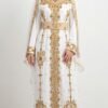 White Moroccan bridal kaftan with gold embroidery (2)