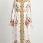 White Moroccan bridal kaftan with gold embroidery (2)