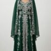 green Moroccan kaftan with silver embroidery (1)