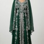 green Moroccan kaftan with silver embroidery (1)