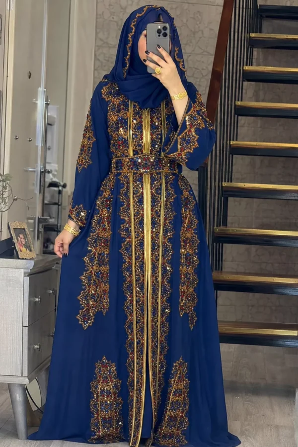 Navy blue Moroccan kaftan dress (2)