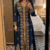 Navy blue Moroccan style kaftan with gold embroidery and beadwork (1)